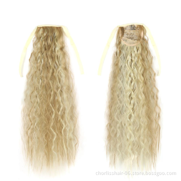Hot Selling High Quality Long Straight Clip In Hair Tail False Hair Ponytail Hairpiece Wrap Around  Synthetic Hair Extension